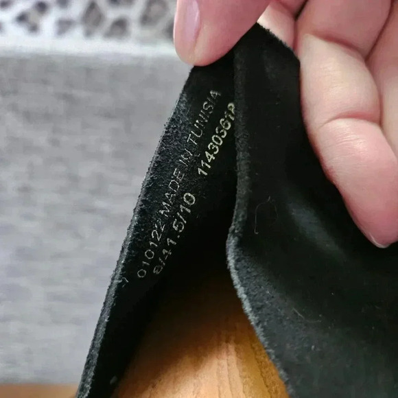 Asos Design | BLACK Suede Clogs Mules with Antique Gold  Tone Studs - Picture 9 of 11